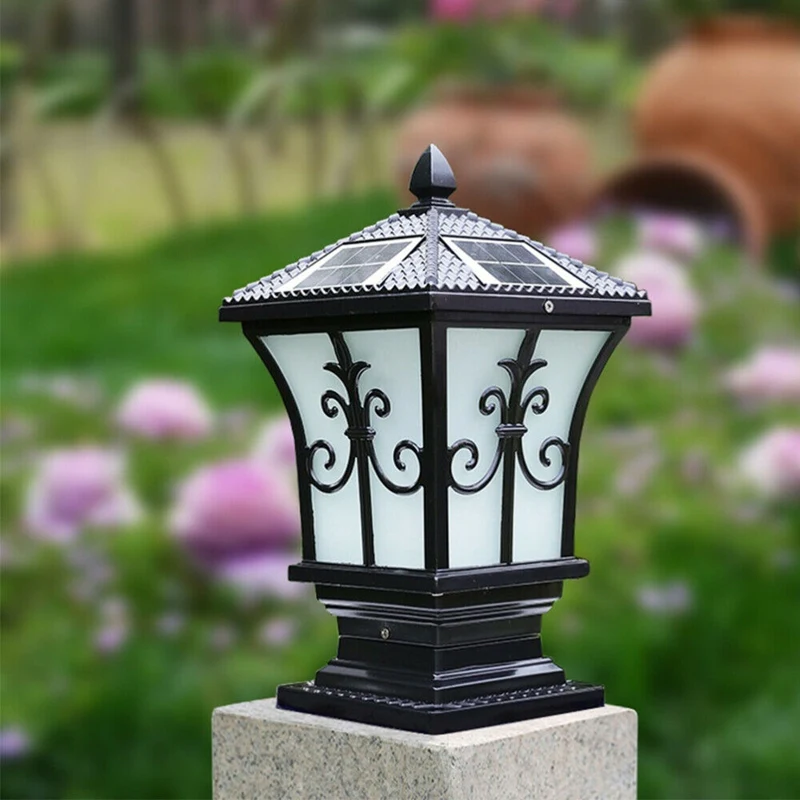

New 1Pcs LED Solar Garden Light Vintage Waterproof Pillar Lamp Decorative For Outdoor