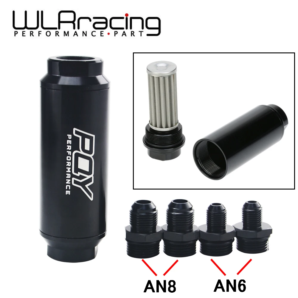 WLR RACING-PQY 44 мм топливный фильтр с 2 шт AN6 и 2 шт AN8 адаптер фитинги с 60 микрон стальной элемент WLR5565