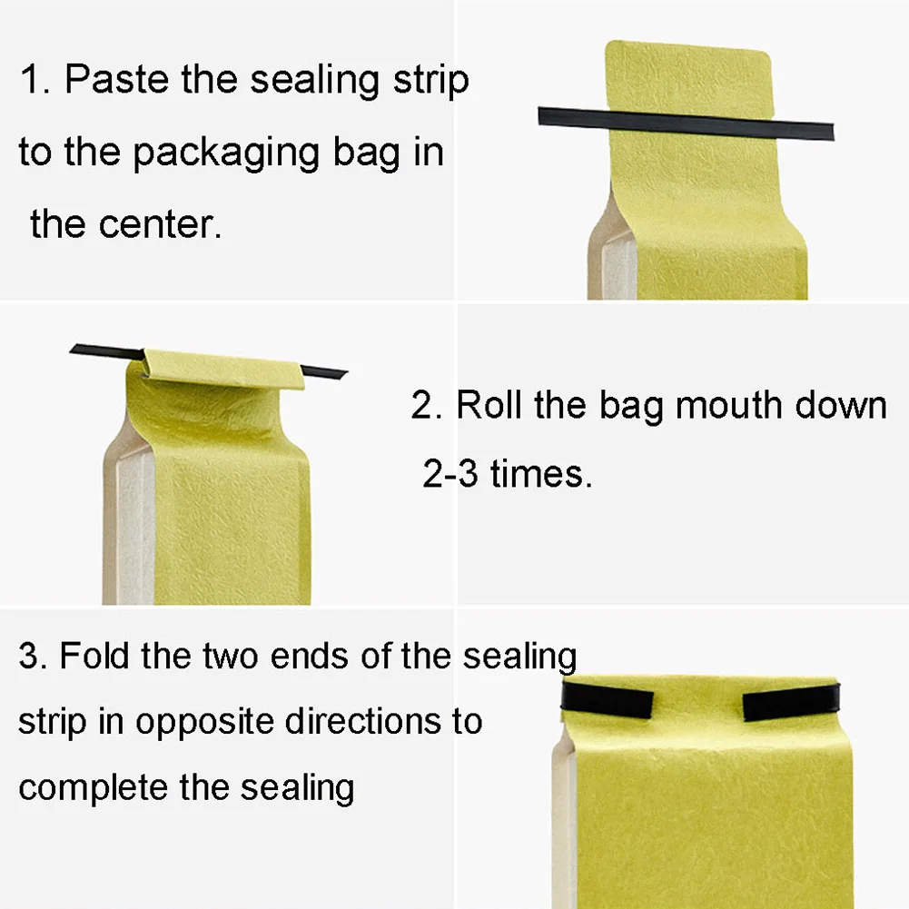 

100pcs Sealing Clip Kitchen Snacks Coffee Bag Home Tag Paper Pour Peel And Stick Strip Food Storage Bendable Portable Mini
