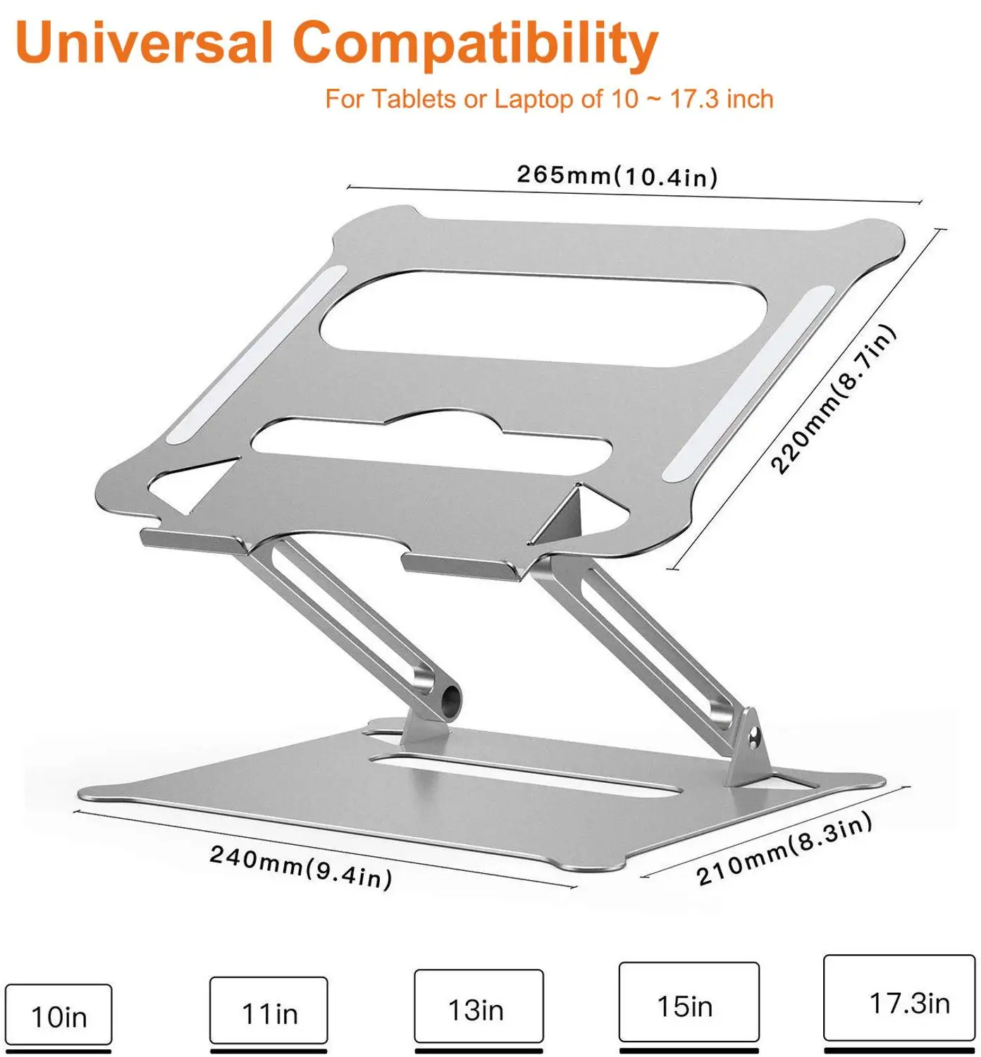 Складная подставка для ноутбука с тепловым отверстием регулируемая алюминиевая