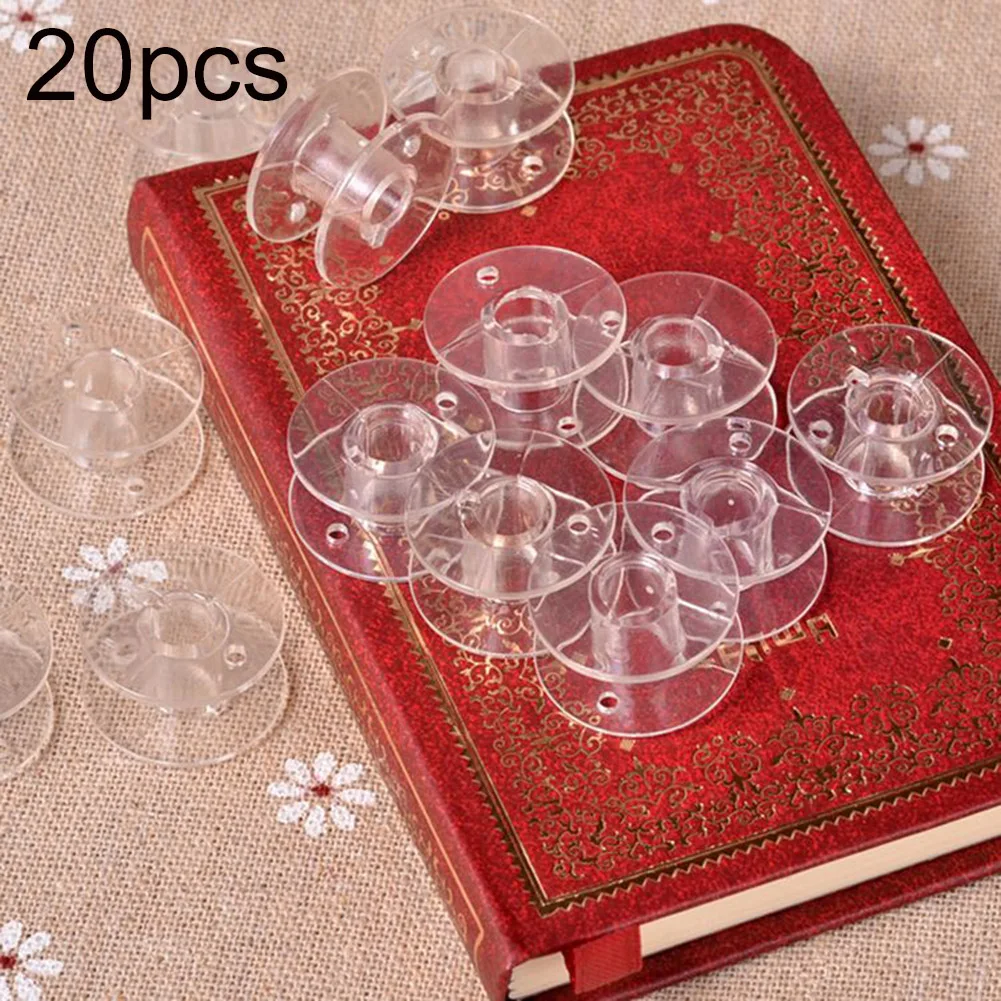 

20Pcs Transparent Empty Bobbins Plastic Sewing Bobbins Spool with Thread Storage Case Sewing Machine Tools Sewing Accessories