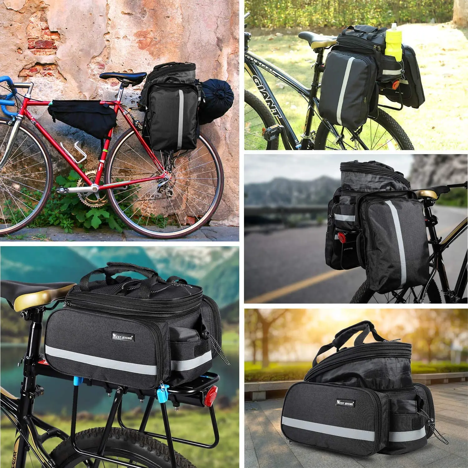 

WEST BIKING Bicycle Bags Large Capacity Waterproof Cycling Bag Mountain Bike Saddle Rack Trunk Bags Luggage Carrier Bike Bag