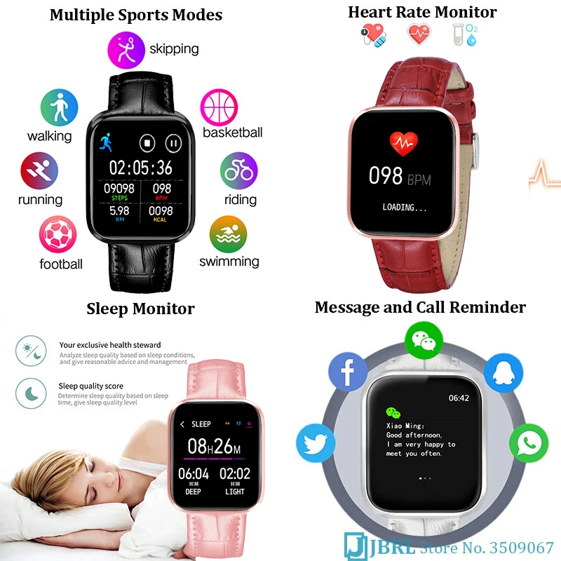 

Full Touch SmartWatch Square Women Men Fitness Tracker Sport Electronic Lady Wristwatch For Andriod Ios Smart Clock Smart watch