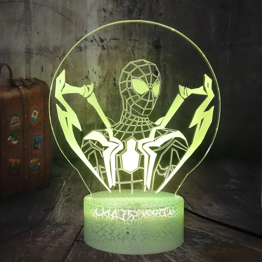 Прикольный Marvel Мстители Человек паук подарок фанов 3D человек детский ночник для