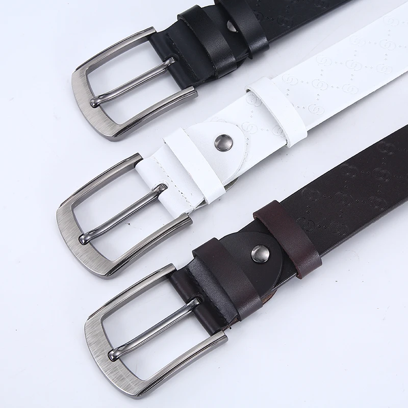 Aoluolan men Genuine leather belts Luxury designer Pin buckle belt Quality second layer cow skin strap male width 3.8 cm