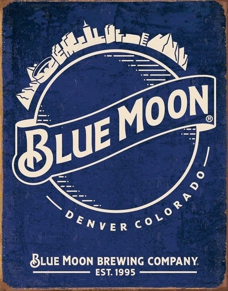 

Металлическая Оловянная ВИНТАЖНАЯ фотография Blue Moon Beer Skyline (посетите наш магазин, больше товаров!)