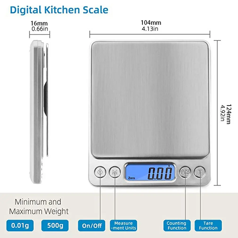 

Digital Kitchen Scale Usb Rechargeable Mini Food Scale High Precision Lcd Display Jewelry Weight Scale With Platform