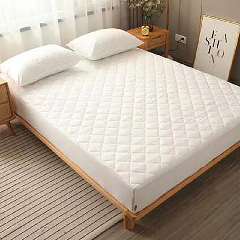 

Washable Mattress Cover Solid Color Quilted Bed Cover Breathable Fitted Sheet Anti-mite Mattress Protector With Elastic Band