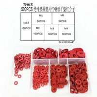 500pcsset m2 m2 5 m3 m4 m5 m6 steel flat pad insulation washers red paper meson gasket spacer insulating spacers kit hw050