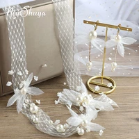 niushuya handmade lace flower brides hairbands pearls brides tiaras headwear wedding hairbands