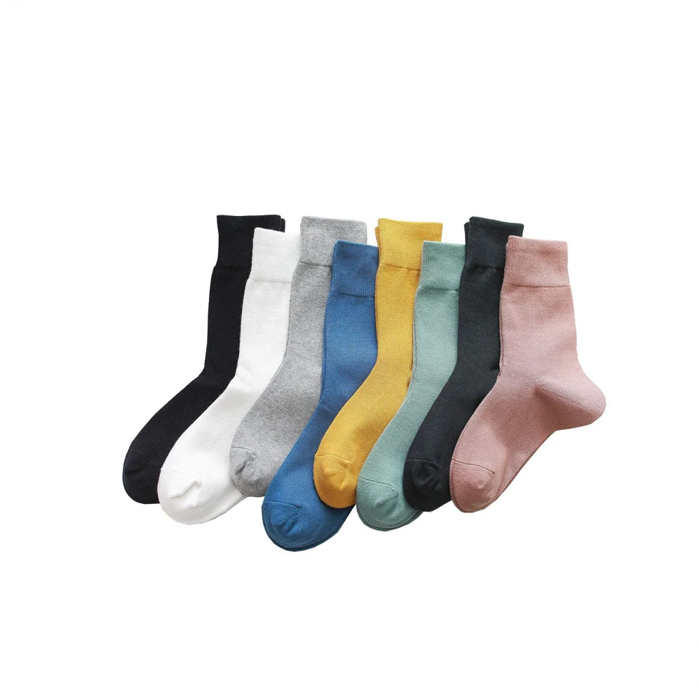 

Anewmorn Autumn Winter Thicken Cotton Solid Color Deodorant Men's Middle Tube Socks Ins Right Angle Breathable Casual Male