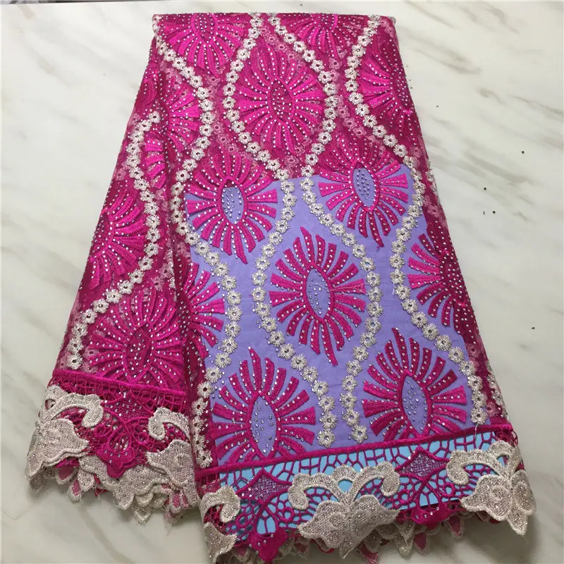 

purple Lace Fabric Bridal Materials African Lace Fabric with Stones Latest French Nigerian Voile Lace Fabric For Wedding