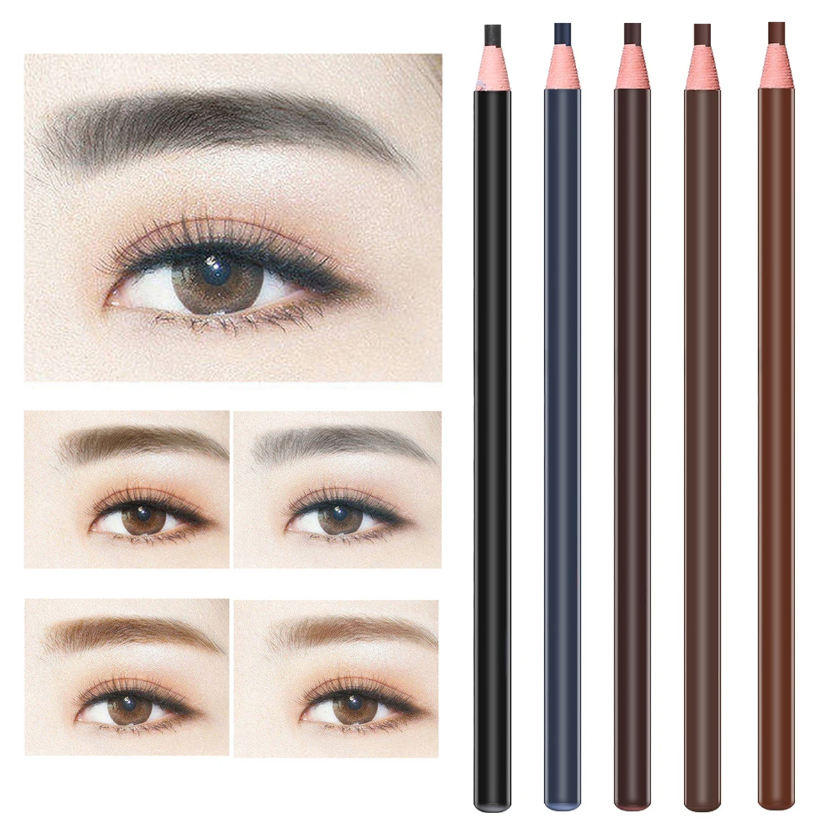 

5pcs Eyebrow Pencil Waterproof Eyebrow Peel-off Pencil Pull Cord Microblading Supplies Brow Lamination Pencil Set Natural Beauty