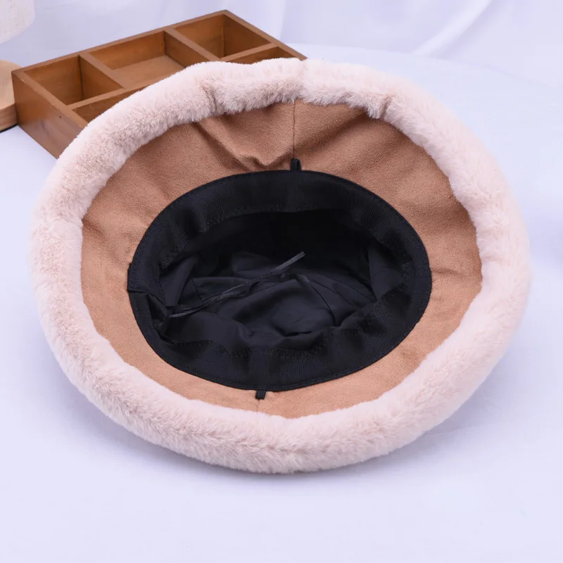 Женская Вельветовая Панама с полями теплая однотонная плотная модная для зимы