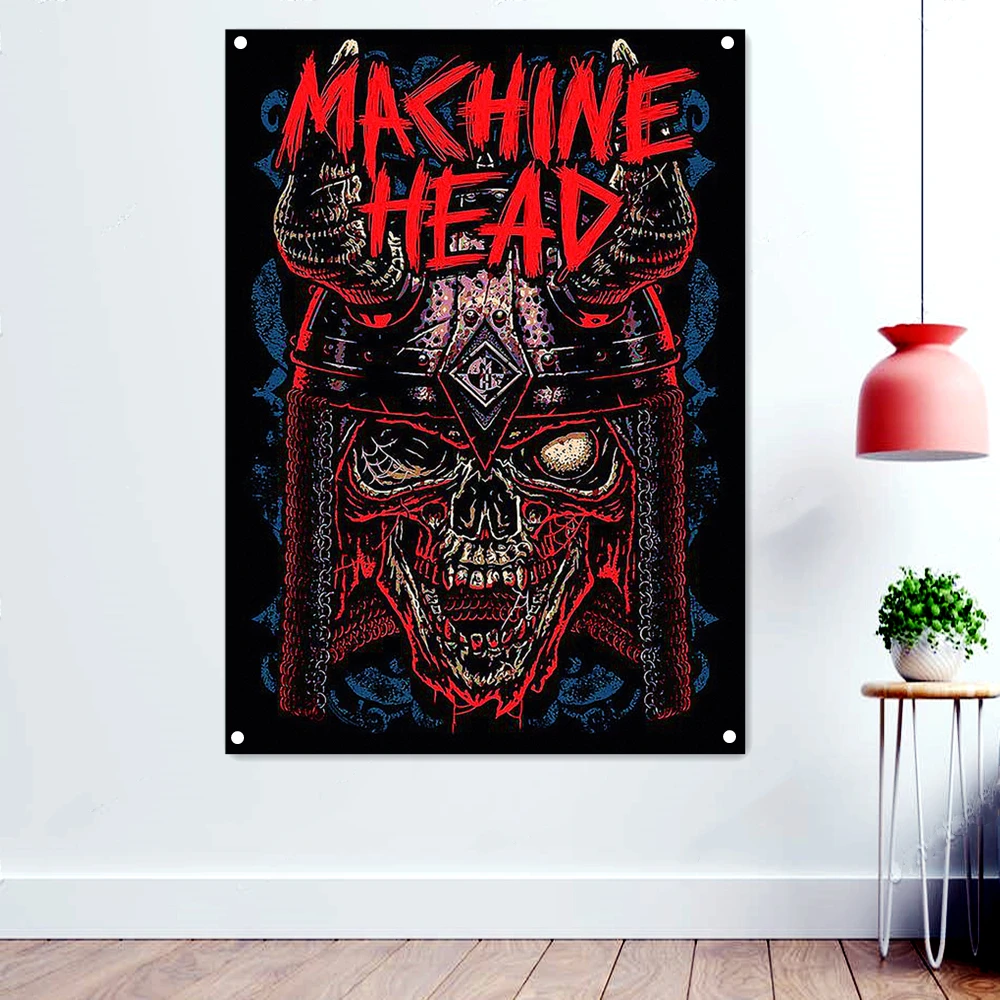 

Horror Skull Dark Heavy Metal Music Artwork Banners Background Wall Hanging Cloth Disgusting Bloody Art Wallpaper Rock Flags