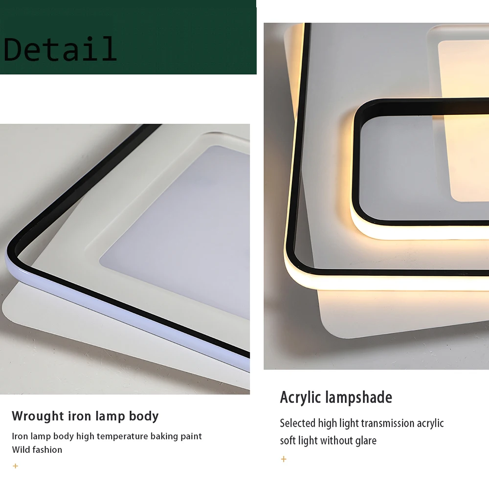 

Modern Dimmable Led Ceiling Light with Remote Control Black Acrylic Round Flush Mount Lamp for Bathroom Kitchen Bedroom