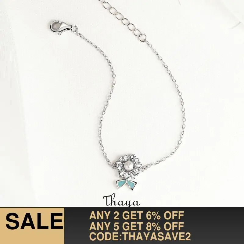 Thaya S925 Silver Bridal Bouquet Bracelets Thin Chain Zircon Handmade For Women Fine Jewelry Charming Bracelet | Украшения и