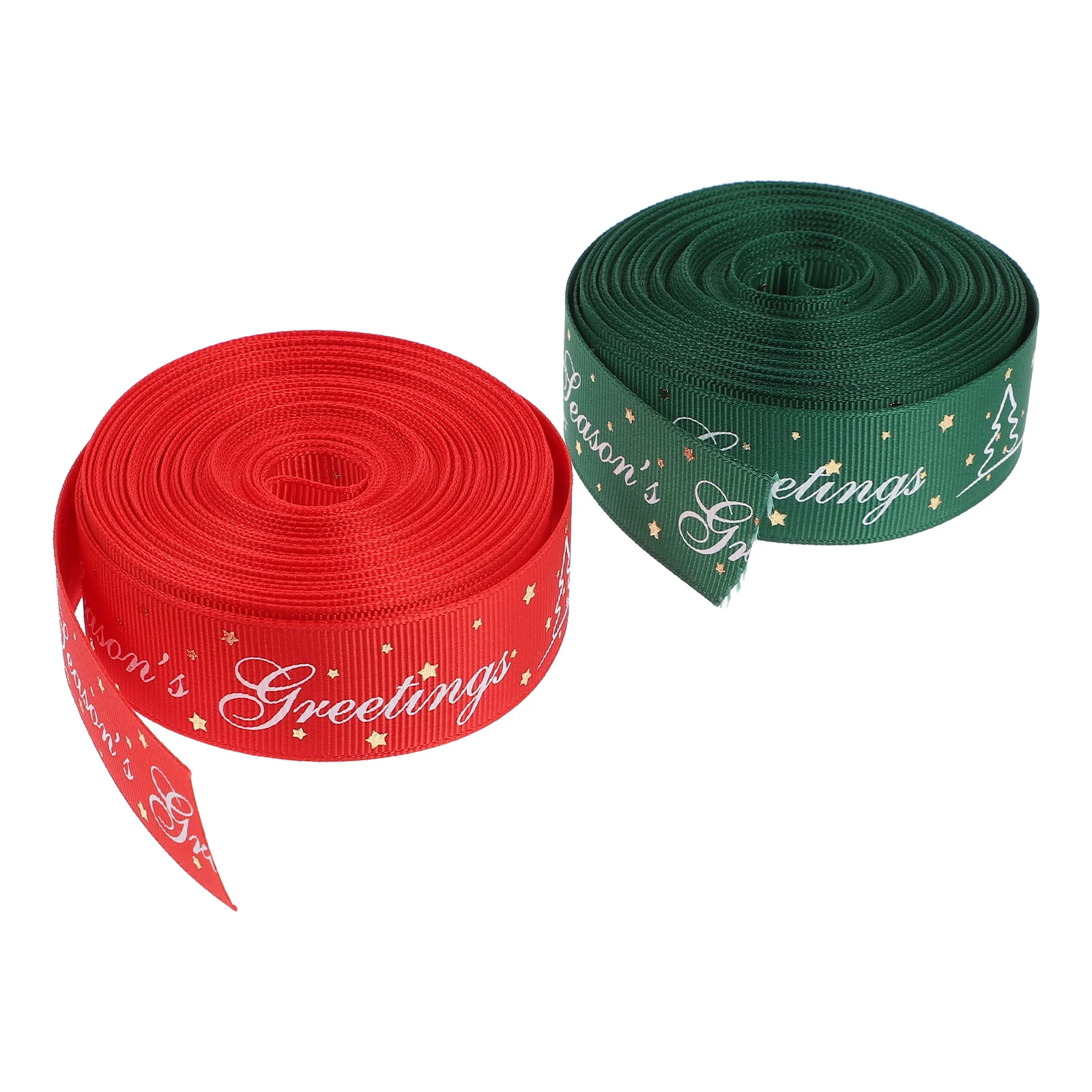 

2 Rolls of Christmas Gift Packing Ribbon Flower Wrapping Ribbon Xmas DIY Ribbon