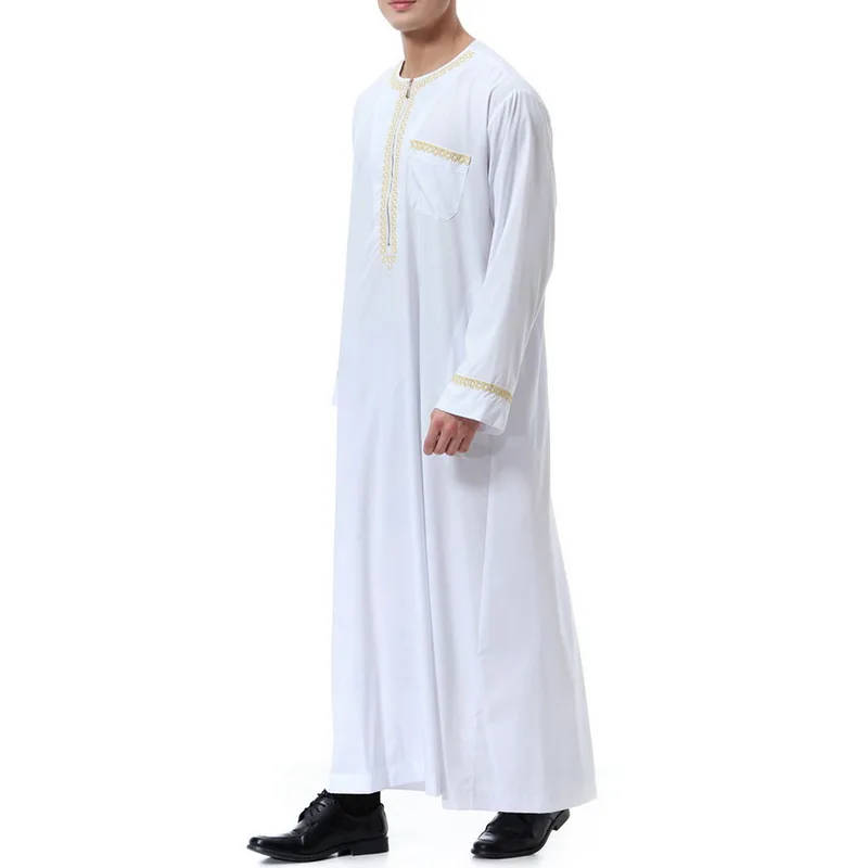 Новое поступление, солидное мужское мусульманское Макси-платье Saudi thebe, мусульманское платье abaya jilbaba, Дубай, для любого случая, осеннее платье jubba thebe