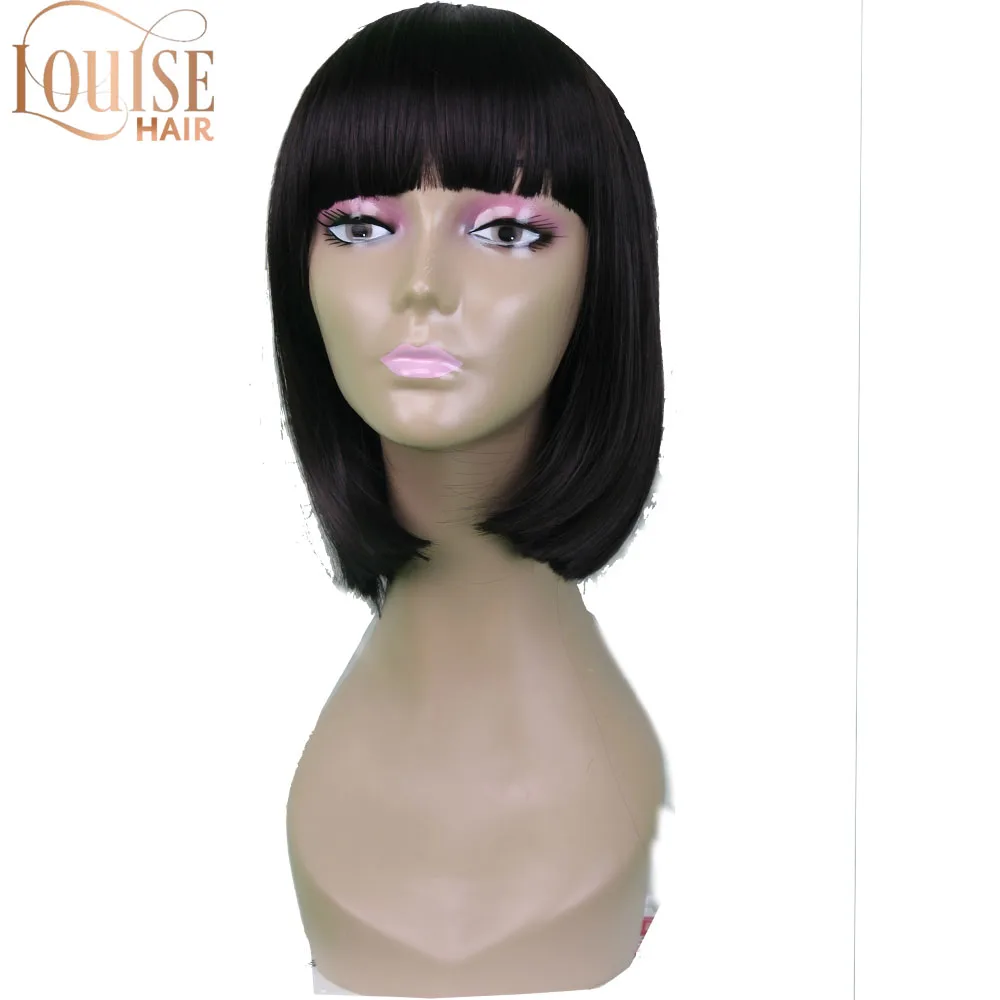 Женские прямые черные парики Louise с челкой короткие волосы парик Pixcut Bob