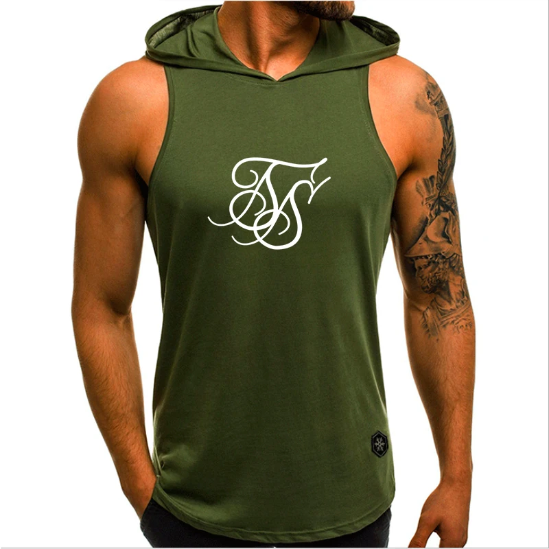 

SIK Silk 2021 Summer Hot Sale Men's Short Sleeve Vest Hooded Round Neck Casual Street Trend Fashion Design Sports T-Shirt