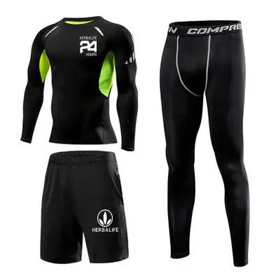

Sports Set Men's New Style Men Fitness Suit Three-piece Set-Quick-Dry Running Training Sports Fitness Pants