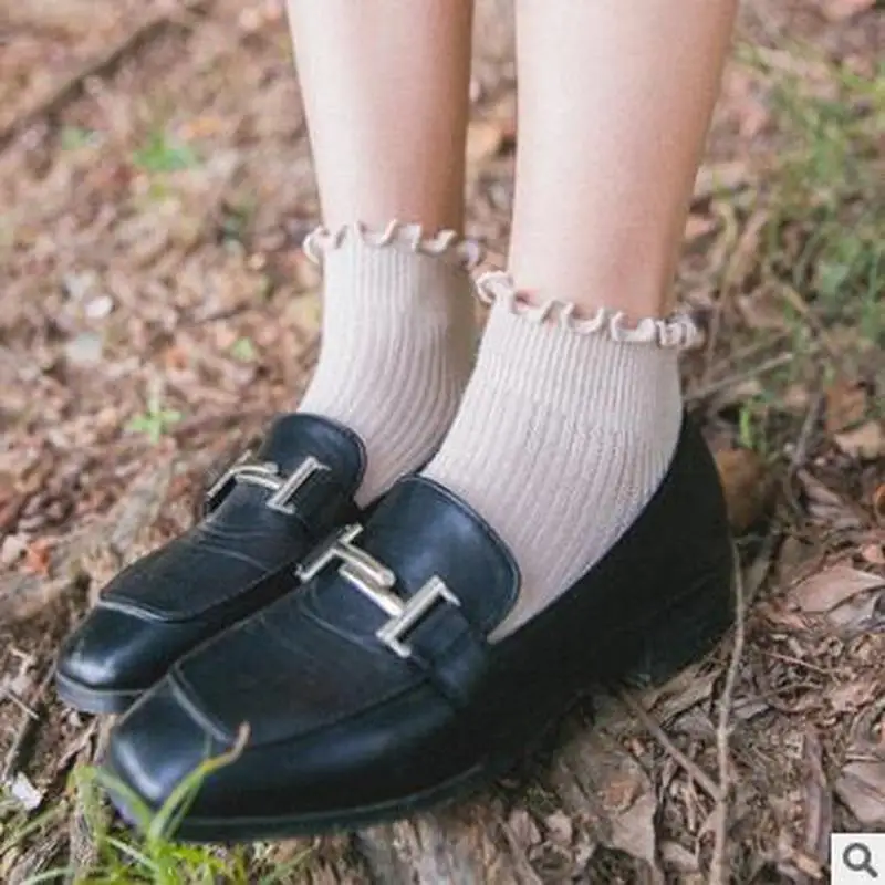 1 пара женские кружевные хлопковые носки с оборками|Носки| |