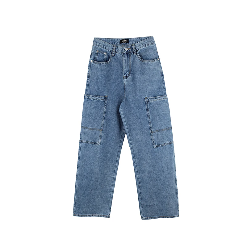 Джинсовые широкие брюки джинсы женские свободные прямые с высокой талией