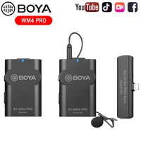 boya by wm4 pro k1k2k3k4k5k6 dual channel 2 4g wireless studio condenser microphone lavalier interview mic for drlr cameras