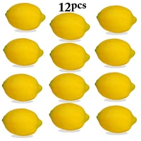 12pcs artificial fruits plastic simulation fake yellow lemon for wedding home garden kitchen decoration festive party supplies