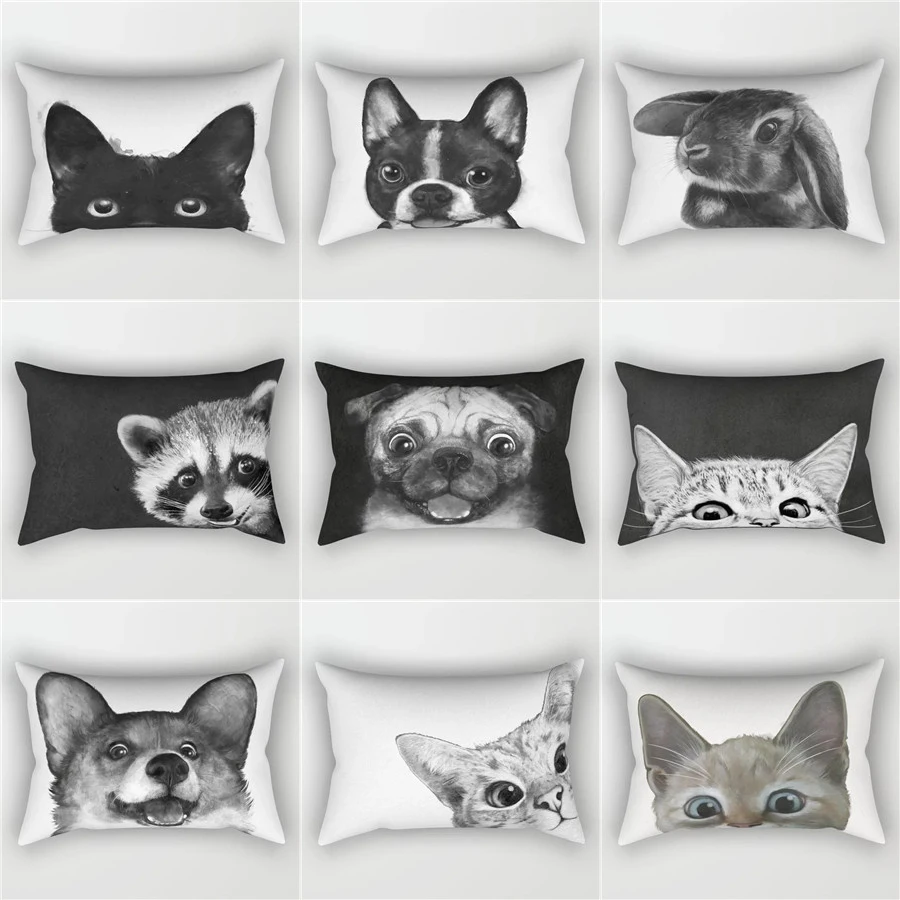 Elife Cartoon Animal Polyester decorative rectangular pillow shams case throw waist Cushion Cover For Sofa car 30x50cm | Дом и сад