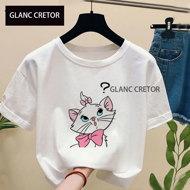 

Funny Cute Cartoon T-shirt with Print Cute Cat T-shirt Women Girl Casual Short Sleeve Woman T Shirt Harajuku Tops