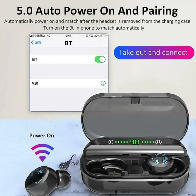 Bluetooth V5.0 наушники беспроводные стерео Спортивные Беспроводные наушники-вкладыши