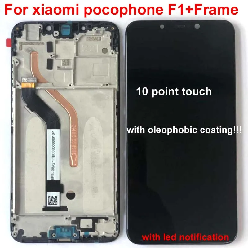Рамка для 6,1" xiaomi poco F1 ЖК-дисплей кодирующий преобразователь сенсорного экрана в сборе для xiaomi mi Pocophone F1(10 точек
