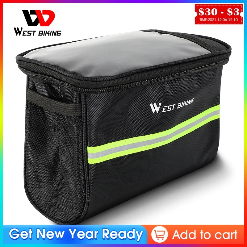 

WEST BIKING Bicycle Basket Bike Carrier Detachable Cycle Front Carrier Reflector Pannier Frame Tube Handlebar Bag Cycling Basket