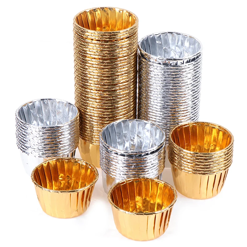 50 шт./компл. золотистые бумажные стаканчики подложка круглые формы для чашек