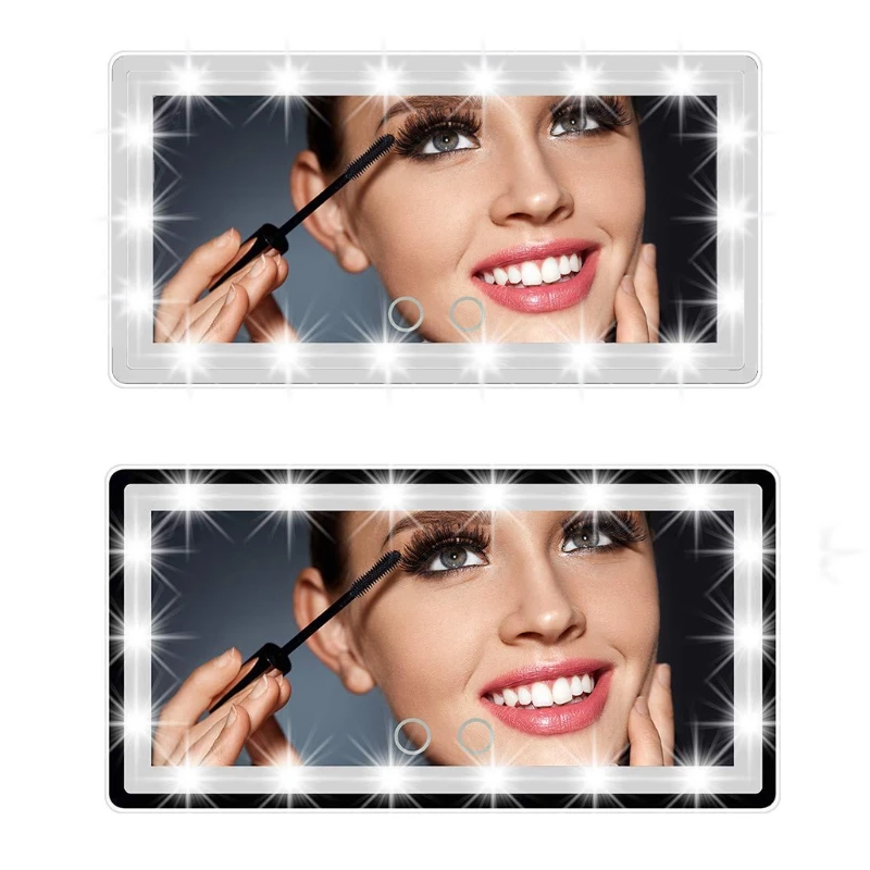 

Автомобильное зеркало для макияжа с козырьком, Регулируемая яркость, дизайнерское зеркало с сенсорным экраном, автомобильный инструмент д...