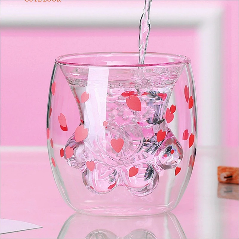 

Purple Cat Claw Cup Cute Milk Juice Cup Glass Cup Coffee Cup Home Office Cafe Holiday Gift Mugs Kawaii Mug