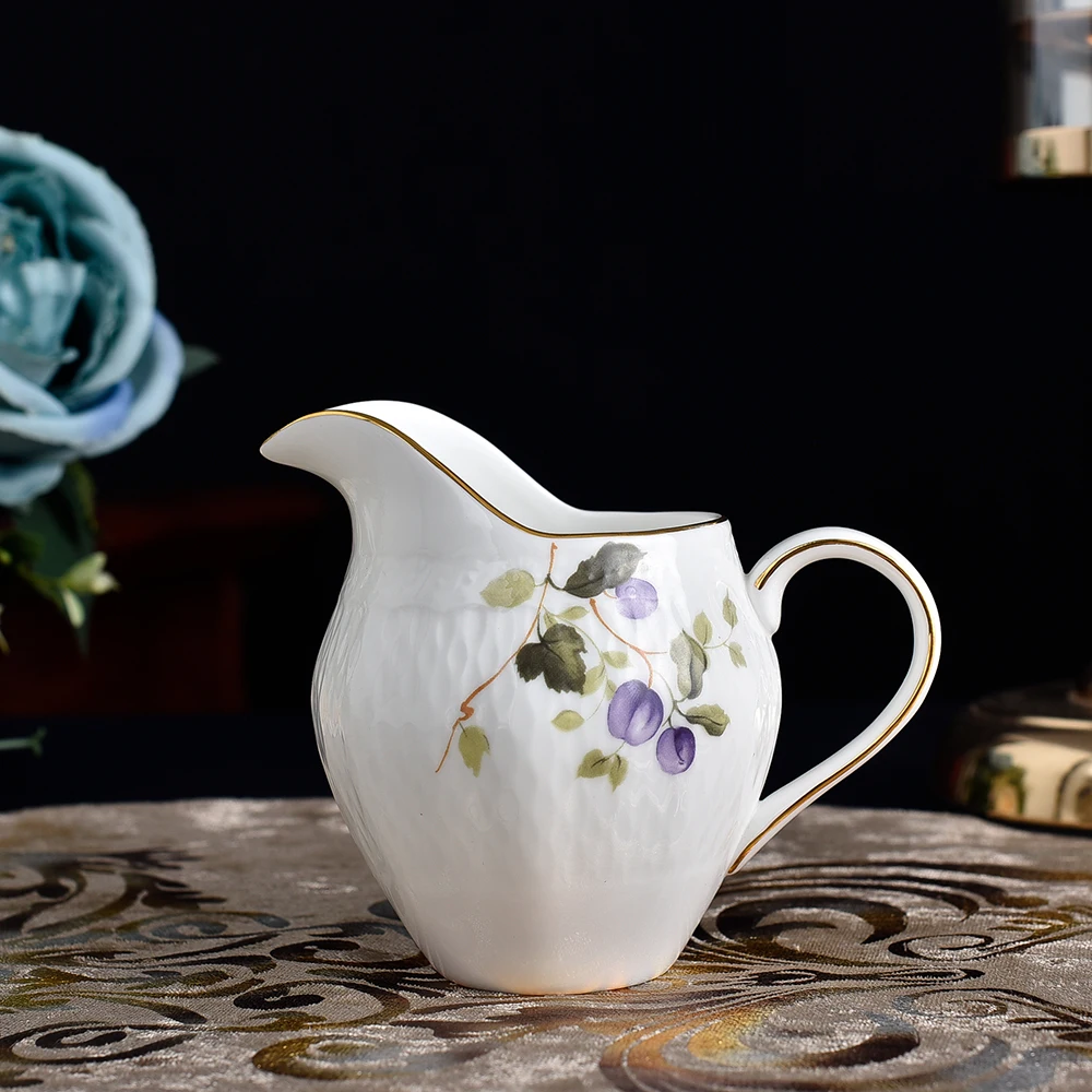Juego de 15 unids/set de caf&eacute; de porcelana de hueso de buena calidad, juego de t&eacute; de porcelana con relieve moderno-3