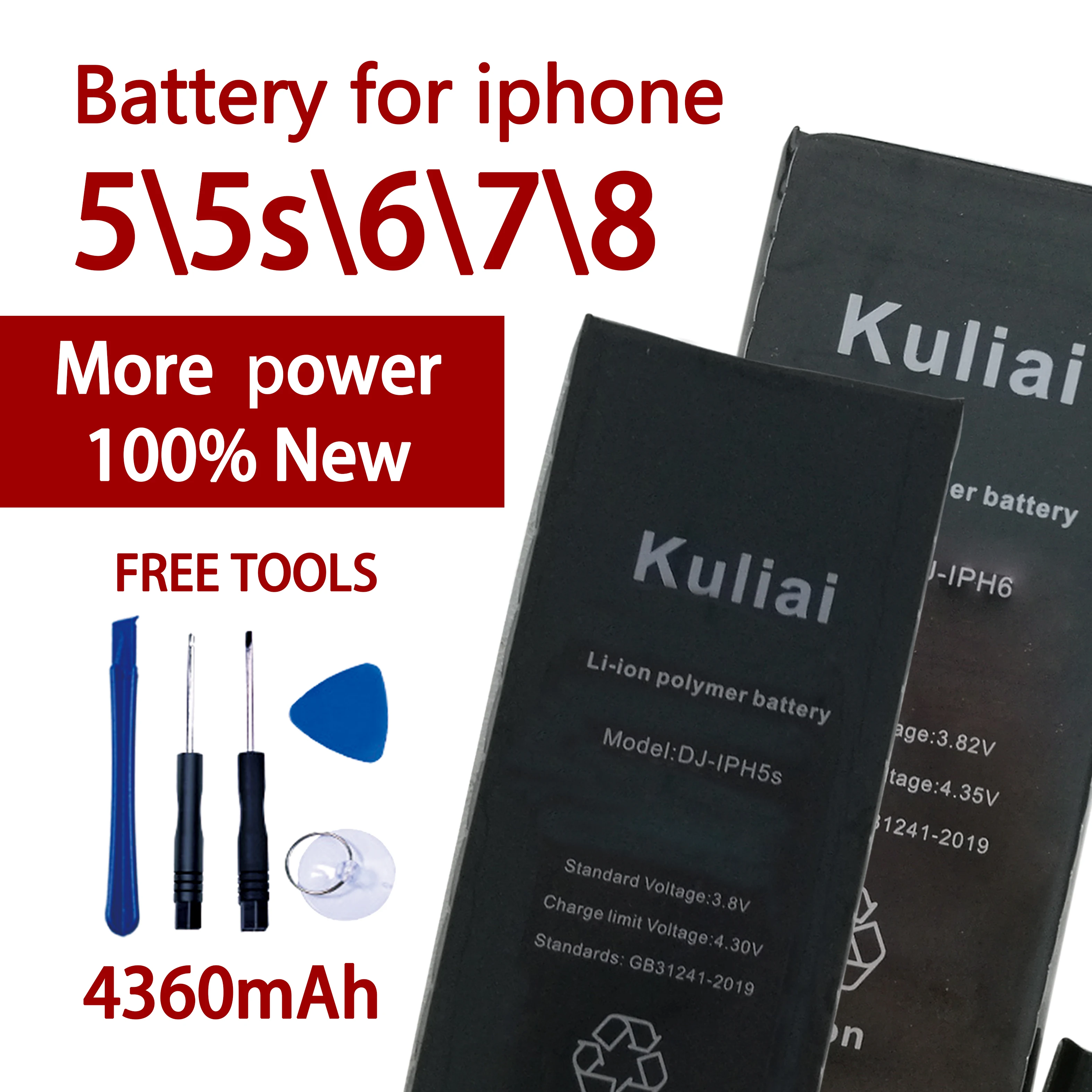 Аккумулятор для телефона iPhone 6 5s 5 7 8 Замена высокой емкости литий-полимерная