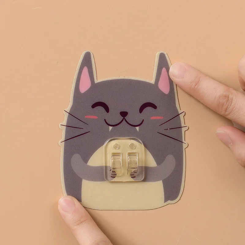 

Pvc Cartoon Strong Hook Without Punching On The Wall Multifunction Coat Hat Hook Four Cute Animals Pattern Hook Home Accessories