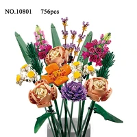 moc romantic rose flowers bouquet building blocks compatible 10280 valentines day flower gift for girlfriend toys love