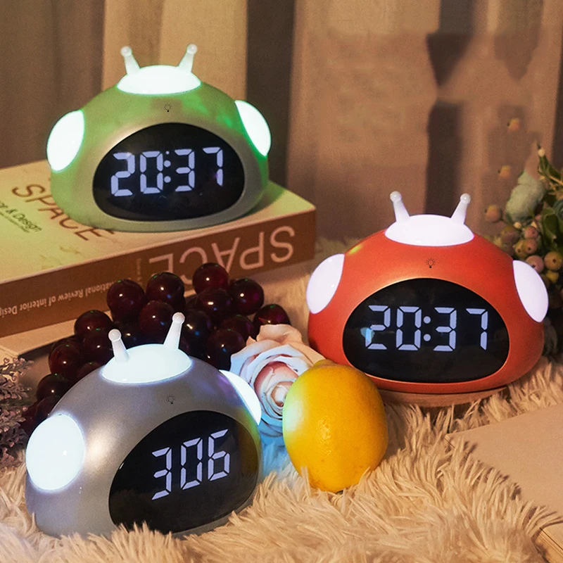 

Kids Alarm Clock Cute Child Sleep Clock, LED Student Digital Wake Up Clock Temperature Snooze Timer Clock for Bedroom/Table/Desk