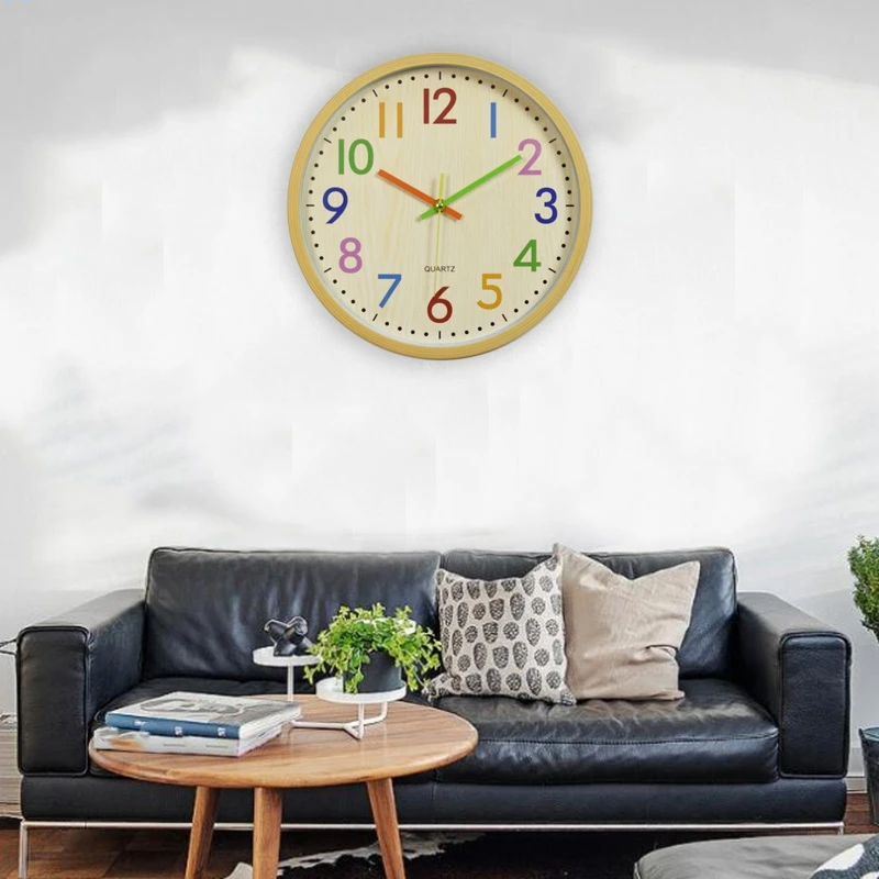 Бесшумные детские настенные часы с большим декоративным управлением цветные для