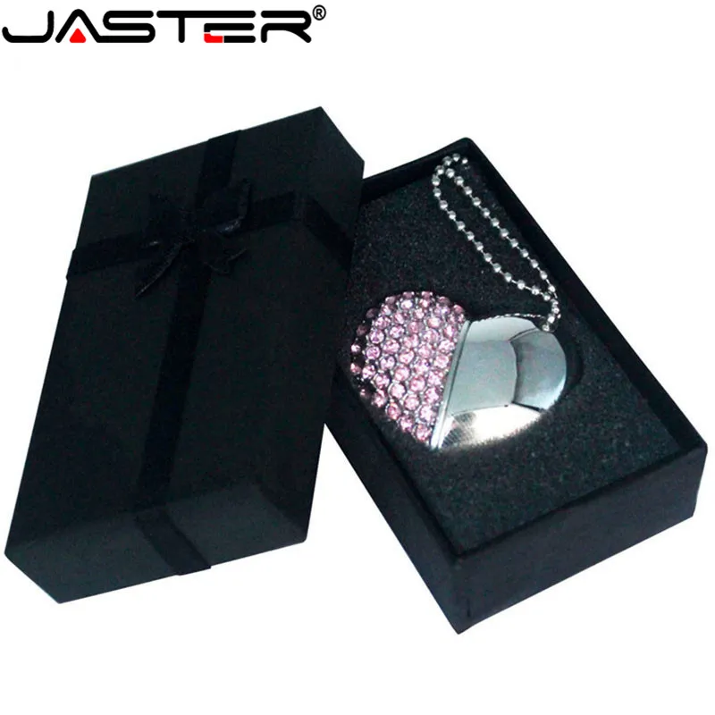 JASTER USB Flash Drive Crystal love Heart +box pen drive precious stone 4G/ 8G/ 16G/ 32G /diamante memory stick wedding gift | Компьютеры