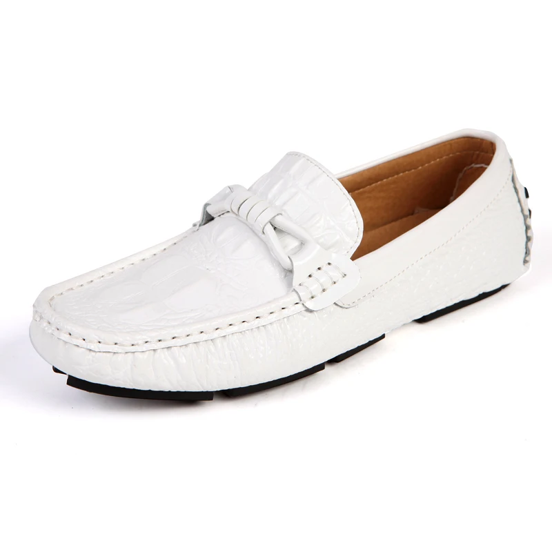 

New Mens Loafers Genuine Leather White Casual Car Driving Shoes Men Flats Luxury Loafer Men's Shoes Brand Man Slip On Flats Male
