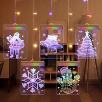santa jingling bell snowflake snowman window decorations lights usb 3d christmas led holiday light children gift kids toys party