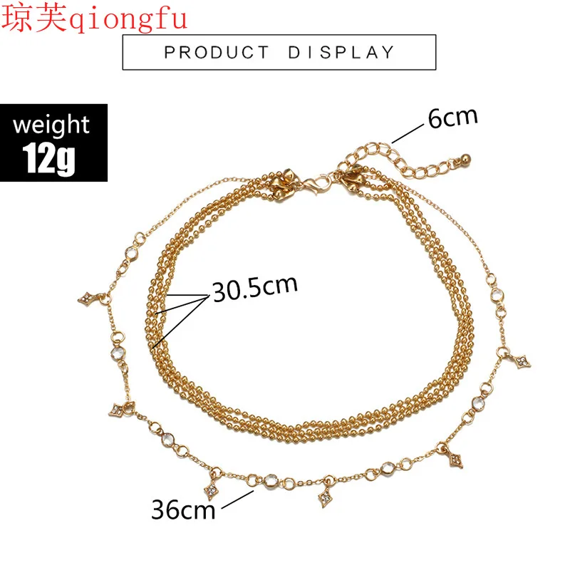 

Qiongfu Star Multilayer Clavicle Chain Mango Star Beaded Necklace Stainless steel pendant Necklaces for women Water-wave Chain