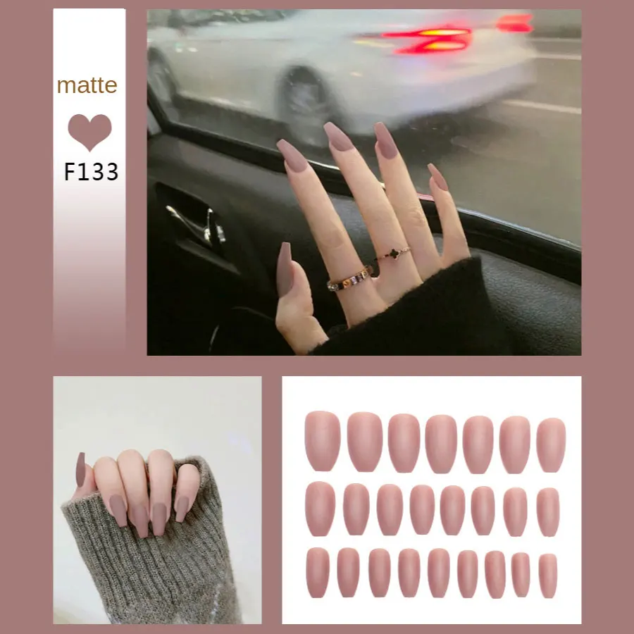 

21 Pcs/Box Fake Nail Long Wearable Nail Scrub Ballet Nail Nail Tool Popular Nail Art For Women And Girls