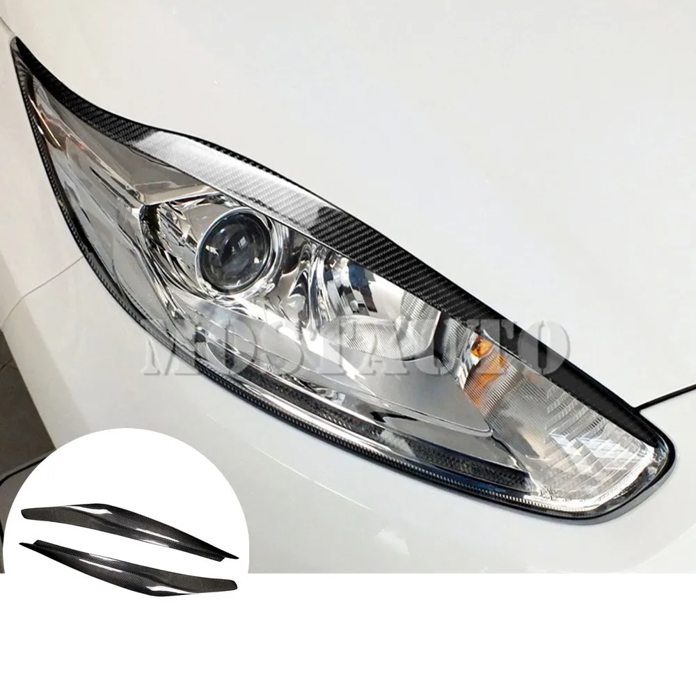 

2 шт., накладки на передние фары из углеродного волокна для Ford Fiesta MK6.5 2013-2016